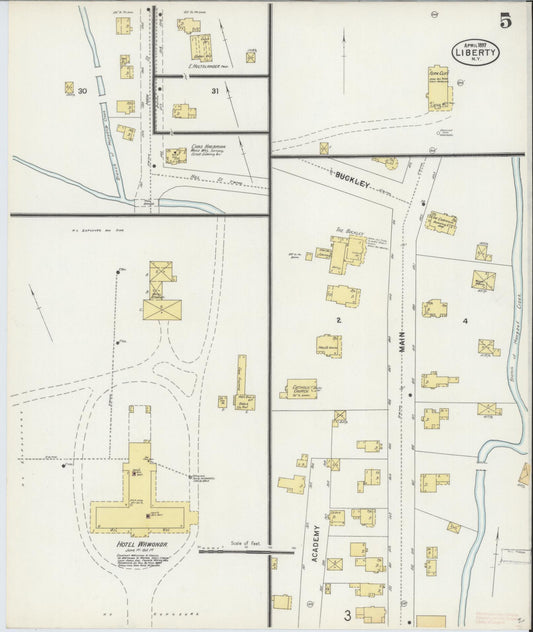 Sanborn Fire Insurance Map from Liberty, Sullivan County, New York (1897), Sheet #0005 - Historic Sanborn Fire Insurance Map Print, vintage old map wall art, antique decor, genealogy gift, New York New York map