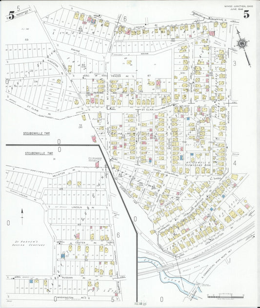 Sanborn Fire Insurance Map from Mingo Junction, Jefferson County, Ohio (1946), Sheet #0005 - Historic Sanborn Fire Insurance Map Print, vintage old map wall art, antique decor, genealogy gift, Ohio Ohio map