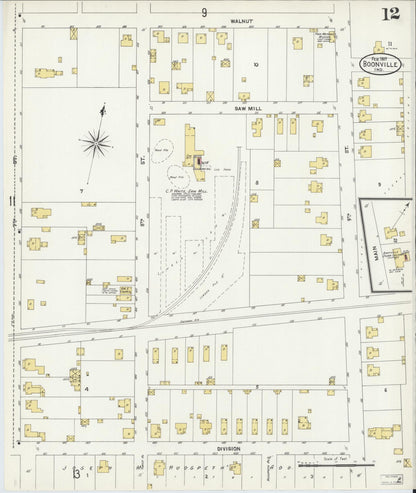 Sanborn Fire Insurance Map from Boonville, Warrick County, Indiana (1907), Sheet #0012 - Complete Map Set gallery image, historic Sanborn map, vintage wall art, Indiana Indiana