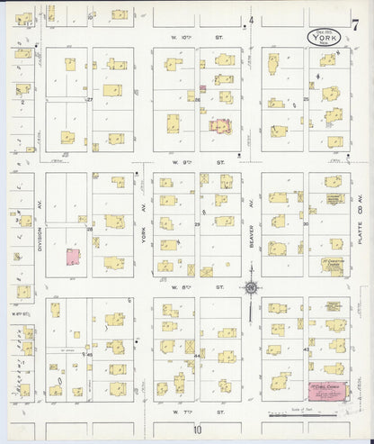 Sanborn Fire Insurance Map from York, York County, Nebraska (1915), Sheet #0007 - Complete Map Set gallery image, historic Sanborn map, vintage wall art, Nebraska Nebraska