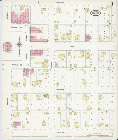 Sanborn Fire Insurance Map from Toledo, Cumberland County, Illinois (1911), Sheet #0003 - Historic Sanborn Fire Insurance Map Print, vintage old map wall art, antique decor, genealogy gift, Illinois Illinois map