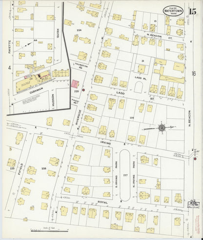 Sanborn Fire Insurance Map from Watertown, Middlesex County, Massachusetts (1911), Sheet #0015 - Complete Map Set gallery image, historic Sanborn map, vintage wall art, Massachusetts Massachusetts