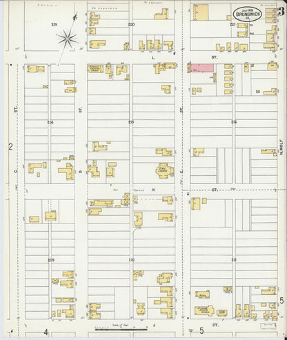 Sanborn Fire Insurance Map from Brunswick, Glynn County, Georgia (1898), Sheet #0003 - Complete Map Set gallery image, historic Sanborn map, vintage wall art, Georgia Georgia