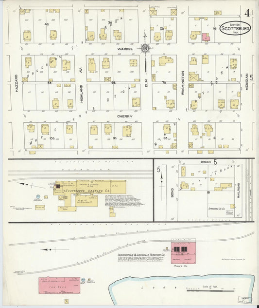 Sanborn Fire Insurance Map from Scottsburg, Scott County, Indiana (1911), Sheet #0004 - Historic Sanborn Fire Insurance Map Print, vintage old map wall art, antique decor, genealogy gift, Indiana Indiana map