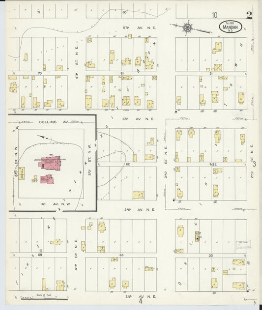 Sanborn Fire Insurance Map from Mandan, Morton County, North Dakota (1913), Sheet #0002 - Historic Sanborn Fire Insurance Map Print, vintage old map wall art, antique decor, genealogy gift, North Dakota North Dakota map