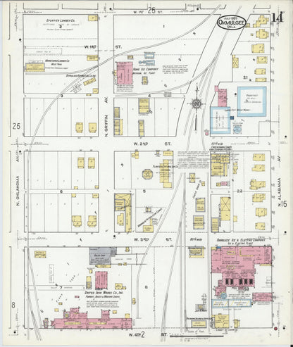 Sanborn Fire Insurance Map from Okmulgee, Okmulgee County, Oklahoma (1920), Sheet #0014 - Complete Map Set gallery image, historic Sanborn map, vintage wall art, Oklahoma Oklahoma