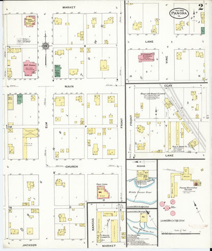 Sanborn Fire Insurance Map from Panora, Guthrie County, Iowa (1909), Sheet #0002 - Historic Sanborn Fire Insurance Map Print, vintage old map wall art
