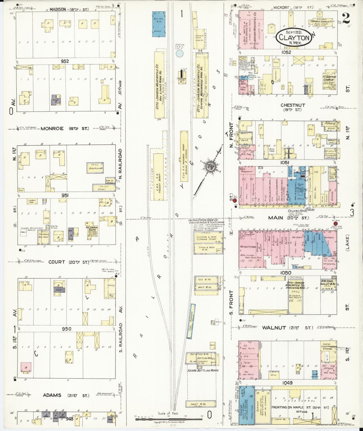 Sanborn Fire Insurance Map from Clayton, Union County, New Mexico (1921), Sheet #0002 - Complete Map Set gallery image, historic Sanborn map, vintage wall art, New Mexico New Mexico