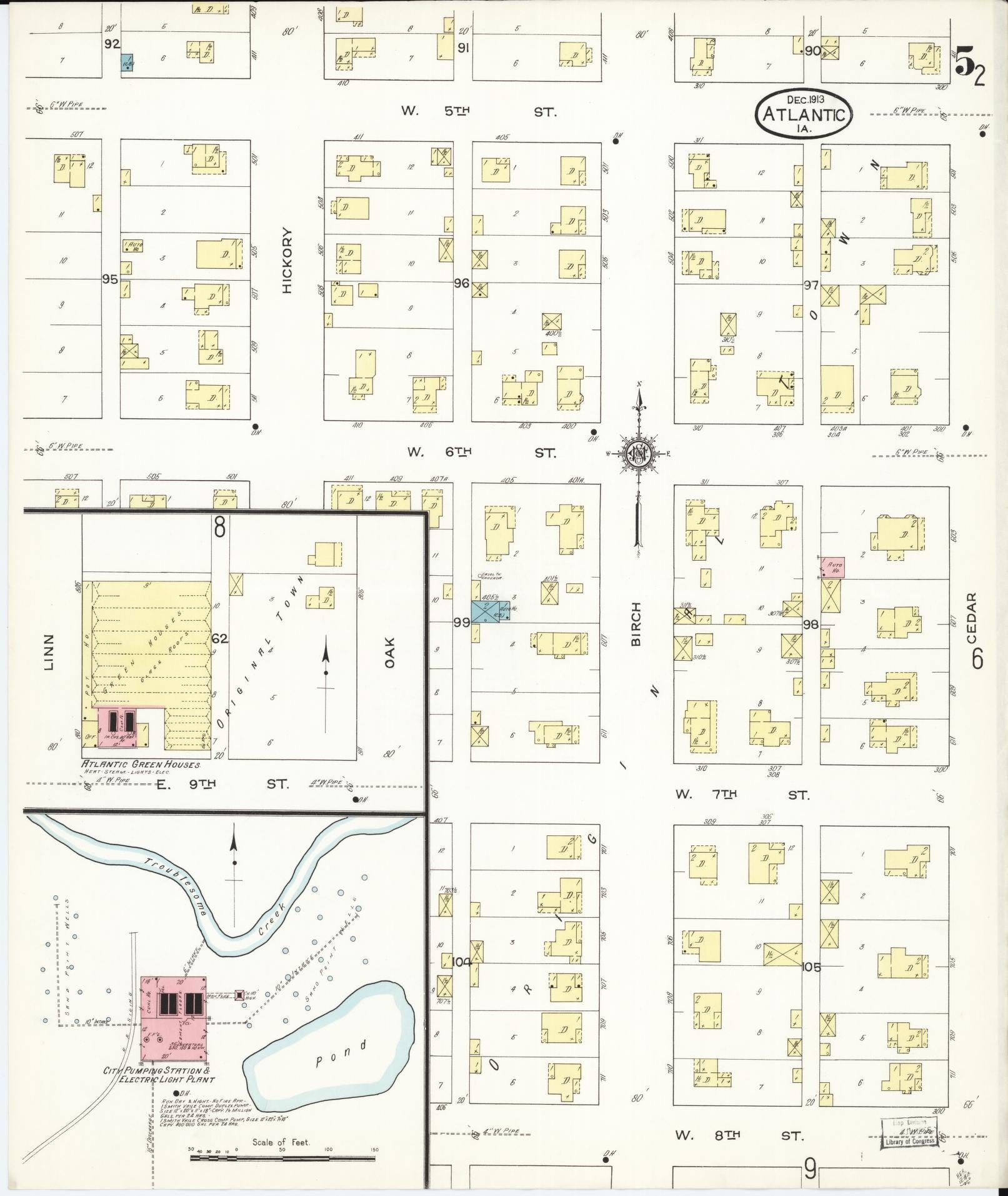 Sanborn Fire Insurance Map from Atlantic, Cass County, Iowa (1913), Sheet #0005 - Historic Sanborn Fire Insurance Map Print, vintage old map wall art