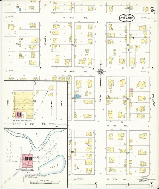 Sanborn Fire Insurance Map from Atlantic, Cass County, Iowa (1913), Sheet #0005 - Historic Sanborn Fire Insurance Map Print, vintage old map wall art