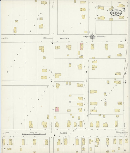 Sanborn Fire Insurance Map from Menasha, Winnebago County, Wisconsin (1913), Sheet #0002 - Historic Sanborn Fire Insurance Map Print, vintage old map wall art, antique decor, genealogy gift, Wisconsin Wisconsin map