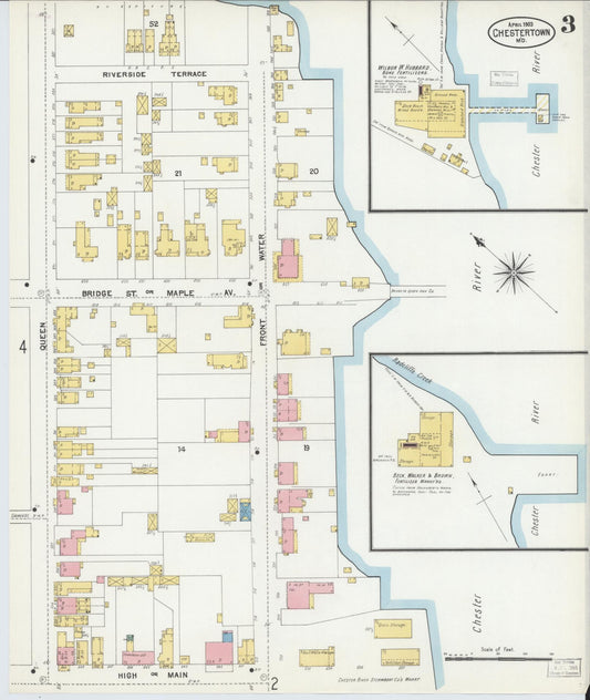 Kent, Maryland - 1903 - Sanborn Fire Insurance Map, Sheet #0003 - Historic Sanborn Fire Insurance Map Print, Kent Maryland 1903 0003 vintage old map wall art