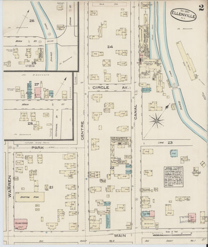 Sanborn Fire Insurance Map from Ellenville, Ulster County, New York (1884), Sheet #0002 - Historic Sanborn Fire Insurance Map Print, vintage old map wall art, antique decor, genealogy gift, New York New York map