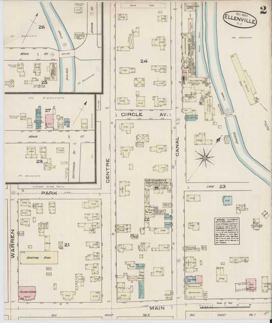 Sanborn Fire Insurance Map from Ellenville, Ulster County, New York (1884), Sheet #0002 - Historic Sanborn Fire Insurance Map Print, vintage old map wall art, antique decor, genealogy gift, New York New York map