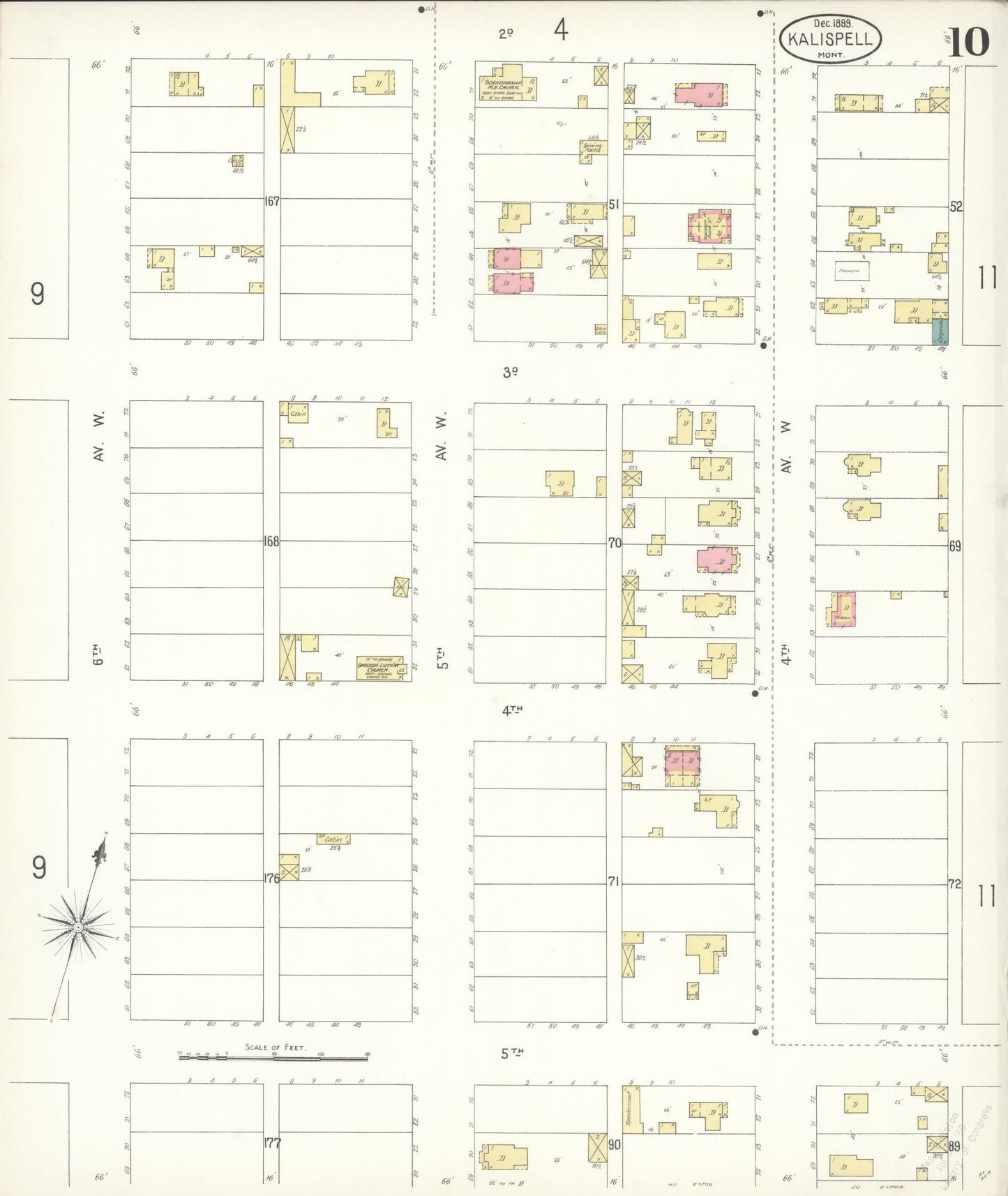 Sanborn Fire Insurance Map from Kalispell, Flathead County, Montana (1899), Sheet #0010 - Complete Map Set gallery image, historic Sanborn map, vintage wall art, Montana Montana