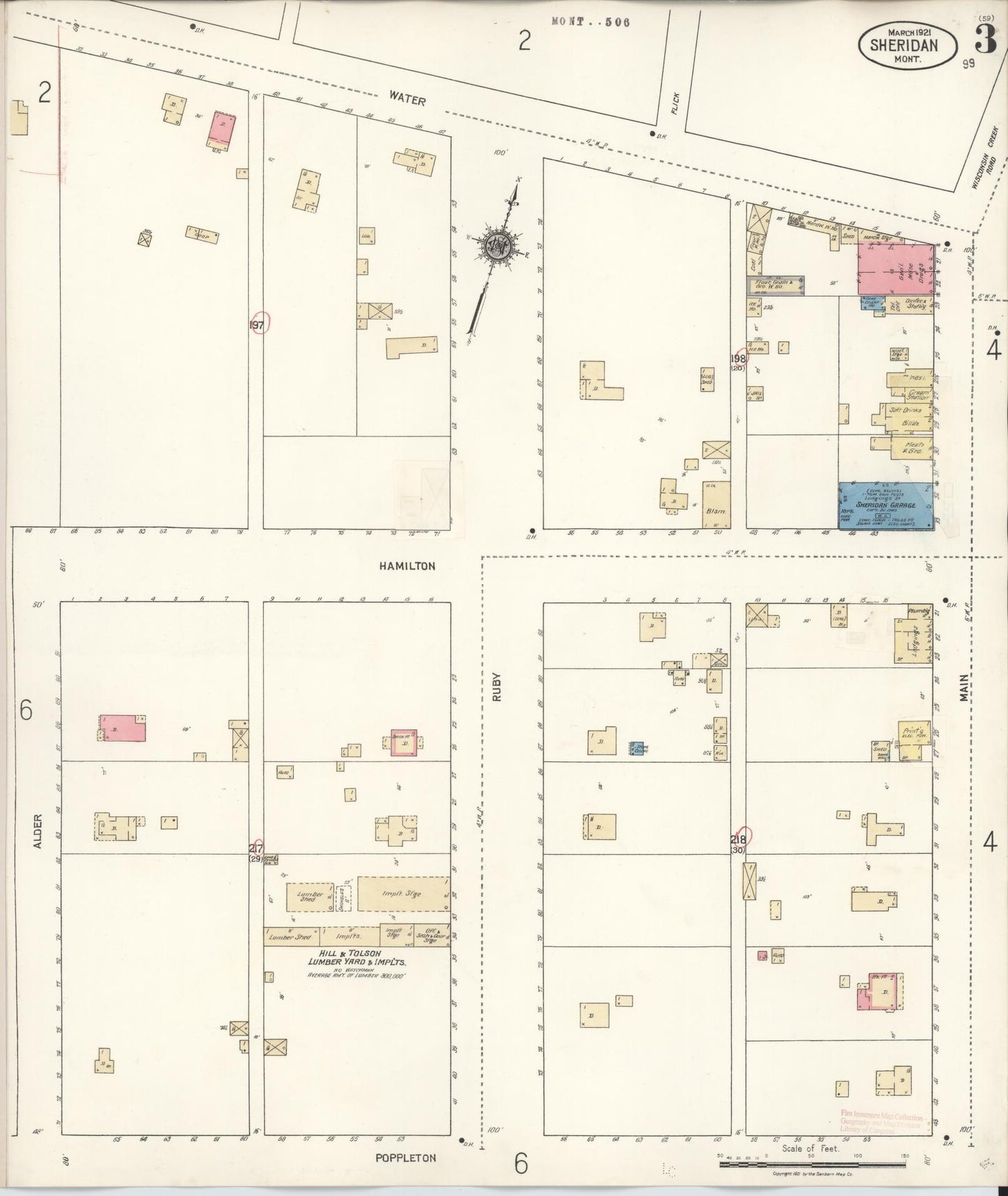 Sanborn Fire Insurance Map from Sheridan, Madison County, Montana (1927), Sheet #0003 - Complete Map Set gallery image, historic Sanborn map, vintage wall art, Montana Montana