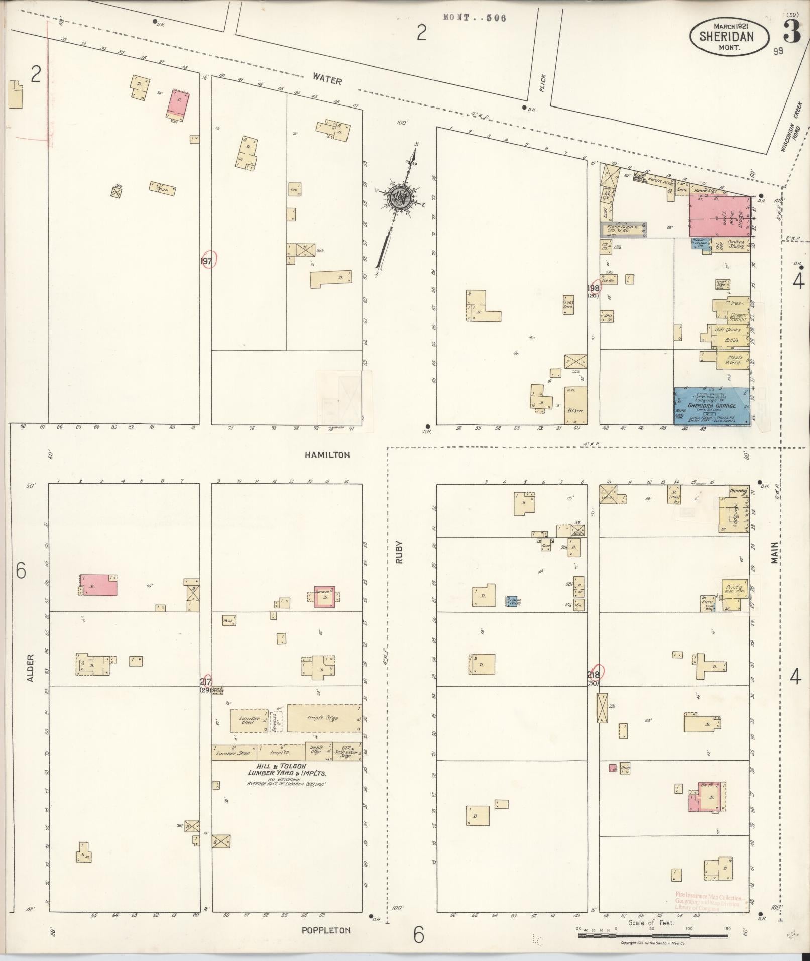 Sanborn Fire Insurance Map from Sheridan, Madison County, Montana (1927), Sheet #0003 - Complete Map Set gallery image, historic Sanborn map, vintage wall art, Montana Montana