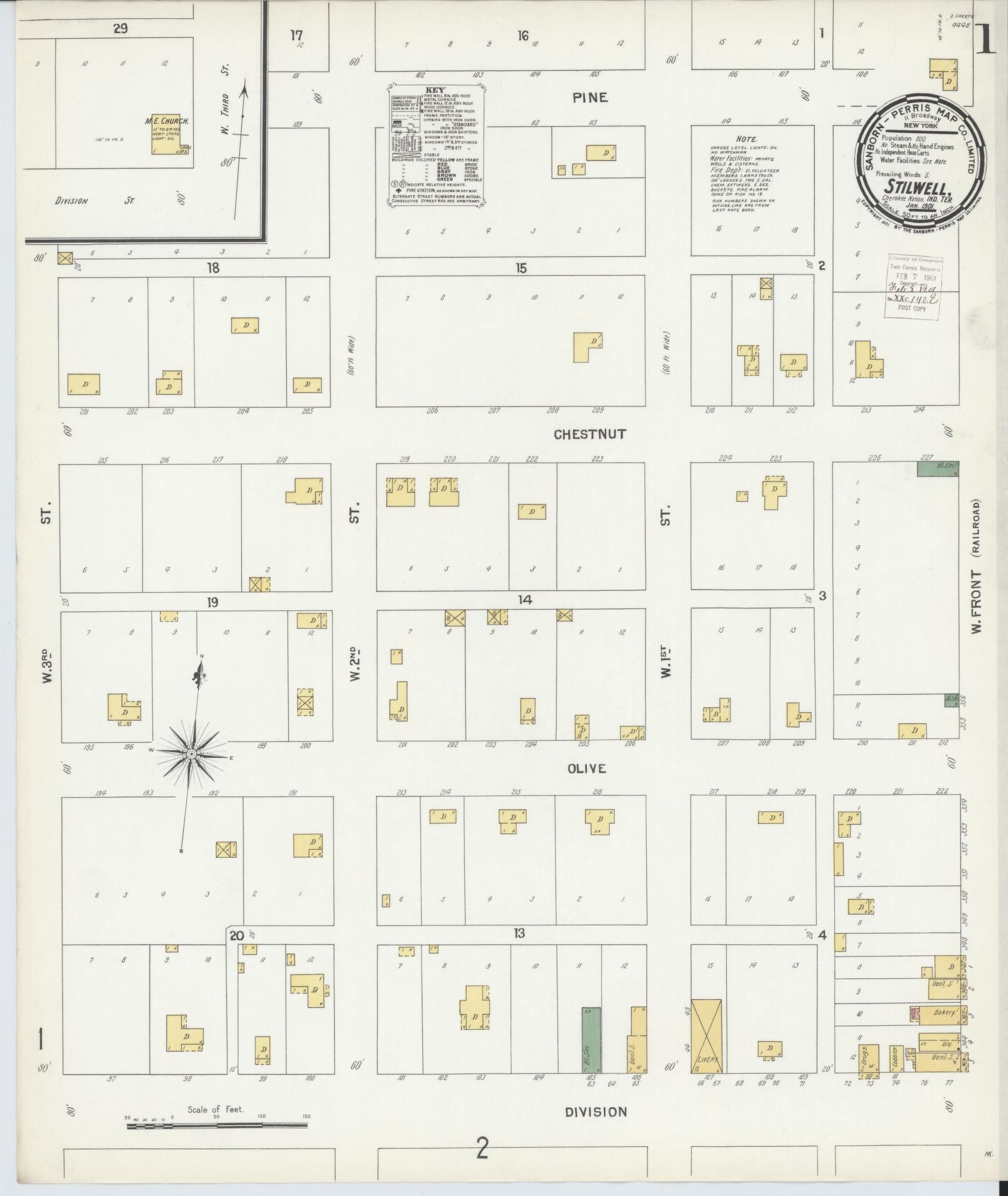 Sanborn Fire Insurance Map from Stillwell, Adair County, Oklahoma. (1901) – Historic Sanborn Fire Insurance Map Print