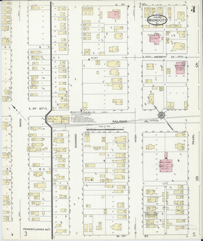 Sanborn Fire Insurance Map from Mound City, Pulaski County, Illinois (1914), Sheet #0004 - Historic Sanborn Fire Insurance Map Print, vintage old map wall art, antique decor, genealogy gift, Illinois Illinois map