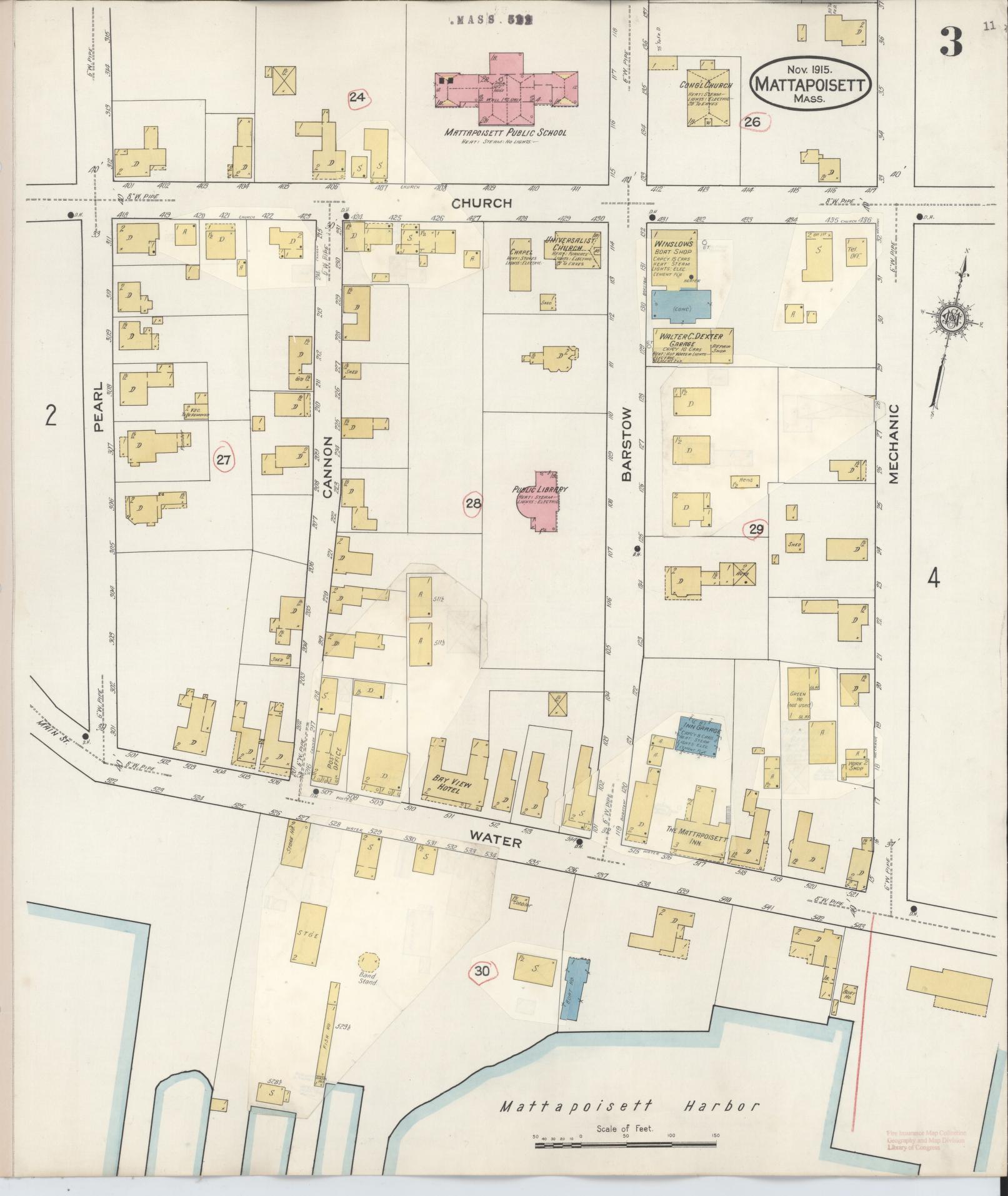 Sanborn Fire Insurance Map from Mattapoisett, Plymouth County, Massachusetts (1931), Sheet #0003 - Complete Map Set gallery image, historic Sanborn map, vintage wall art, Massachusetts Massachusetts