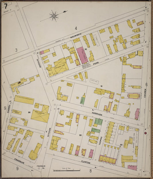 Sanborn Fire Insurance Map from Saratoga, Saratoga County, New York (1900), Sheet #0007 - Historic Sanborn Fire Insurance Map Print, vintage old map wall art, antique decor, genealogy gift, New York New York map