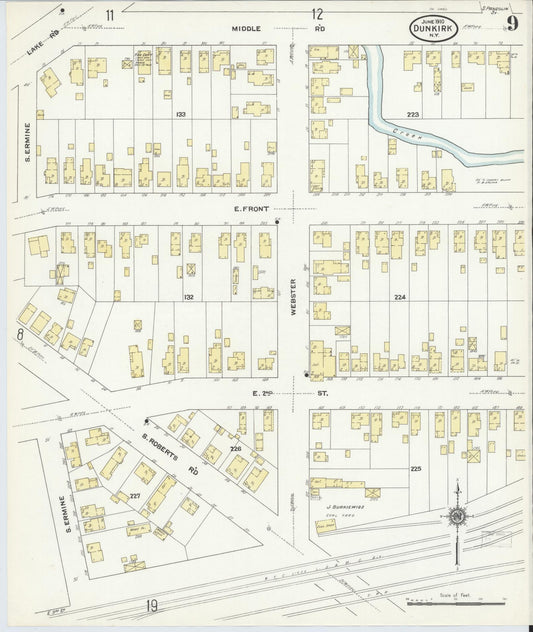 Sanborn Fire Insurance Map from Dunkirk, Chautauqua County, New York (1910), Sheet #0009 - Historic Sanborn Fire Insurance Map Print, vintage old map wall art, antique decor, genealogy gift, New York New York map