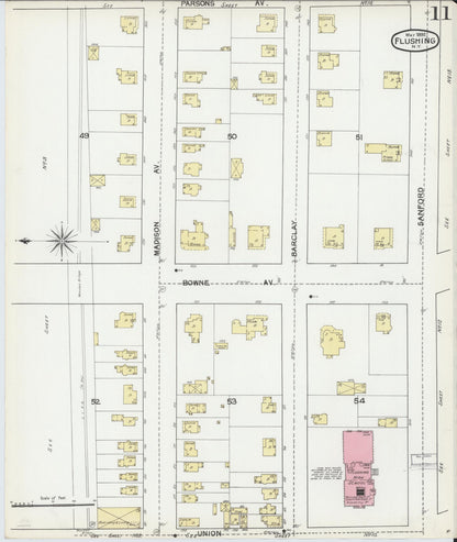 Sanborn Fire Insurance Map from Flushing, Queens County, New York (1892), Sheet #0011 - Complete Map Set gallery image, historic Sanborn map, vintage wall art, New York New York