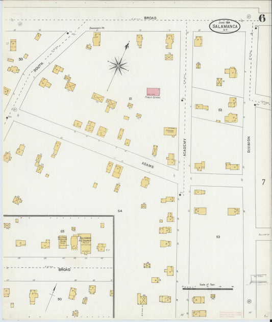 Sanborn Fire Insurance Map from Salamanca, Cattaraugus County, New York (1904), Sheet #0006 - Historic Sanborn Fire Insurance Map Print, vintage old map wall art, antique decor, genealogy gift, New York New York map