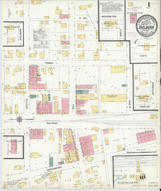 Sanborn Fire Insurance Map from Shelburn, Sullivan County, Indiana (1910), Sheet #0001 - Historic Sanborn Fire Insurance Map Print, vintage old map wall art, antique decor, genealogy gift, Indiana Indiana map