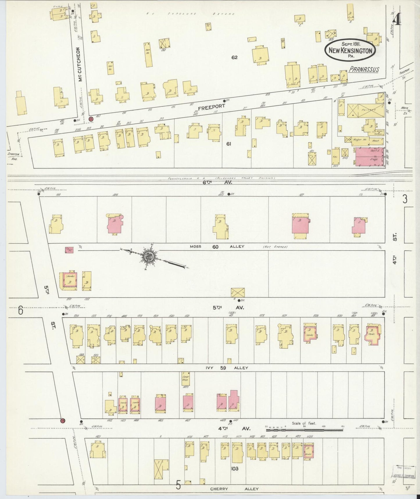 Sanborn Fire Insurance Map from New Kensington, Westmoreland County, Pennsylvania (1911), Sheet #0004 - Complete Map Set gallery image, historic Sanborn map, vintage wall art, Pennsylvania Pennsylvania
