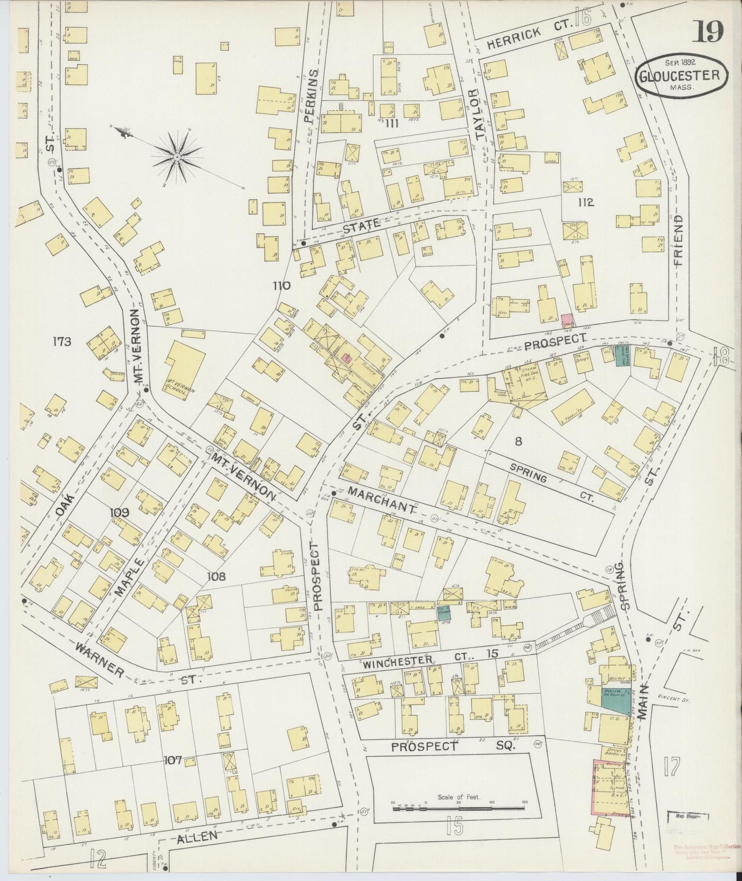 Sanborn Fire Insurance Map from Gloucester, Essex County, Massachusetts (1892), Sheet #0019 - Complete Map Set gallery image, historic Sanborn map, vintage wall art, Massachusetts Massachusetts