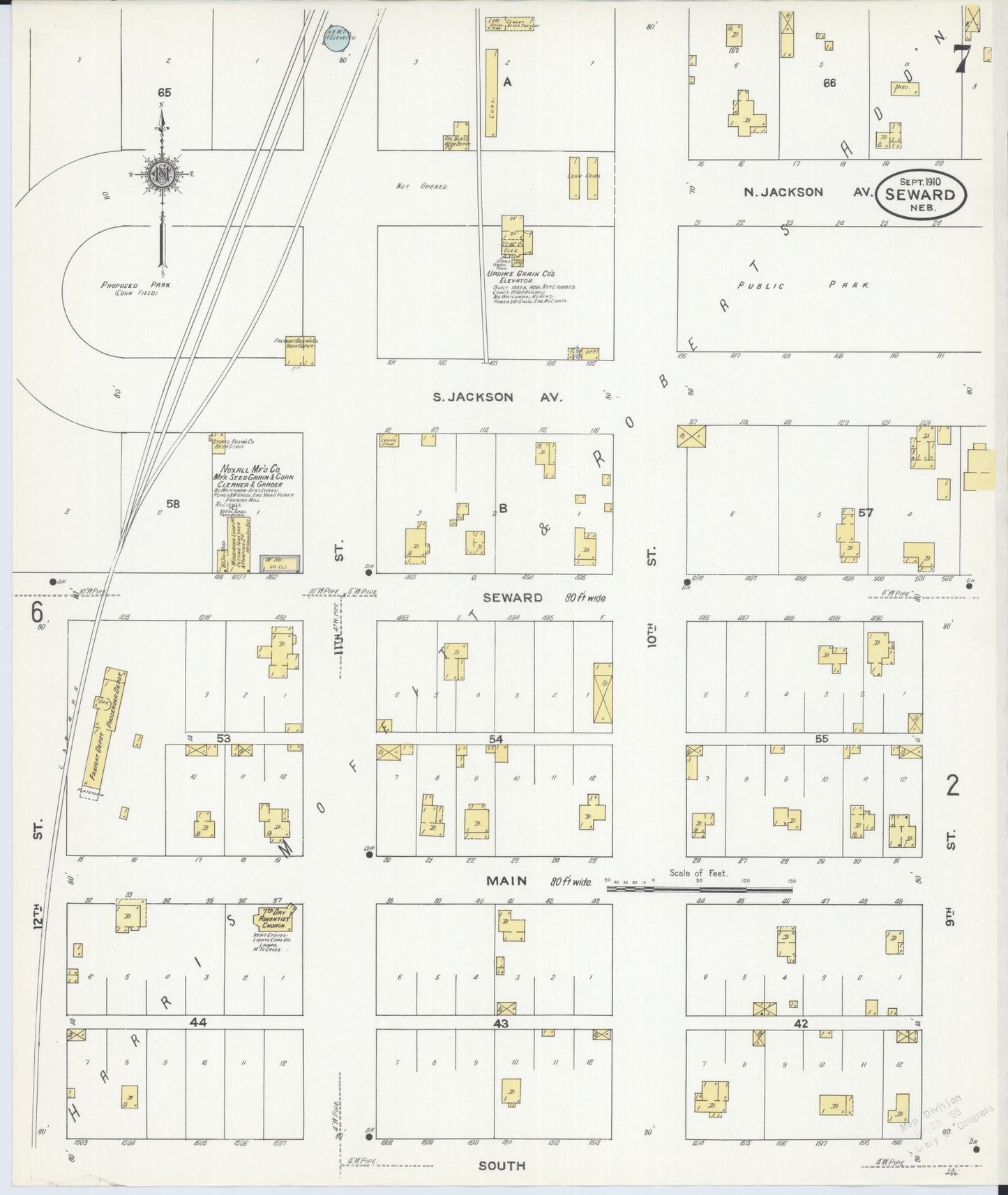 Sanborn Fire Insurance Map from Seward, Seward County, Nebraska (1910), Sheet #0007 - Complete Map Set gallery image, historic Sanborn map, vintage wall art, Nebraska Nebraska