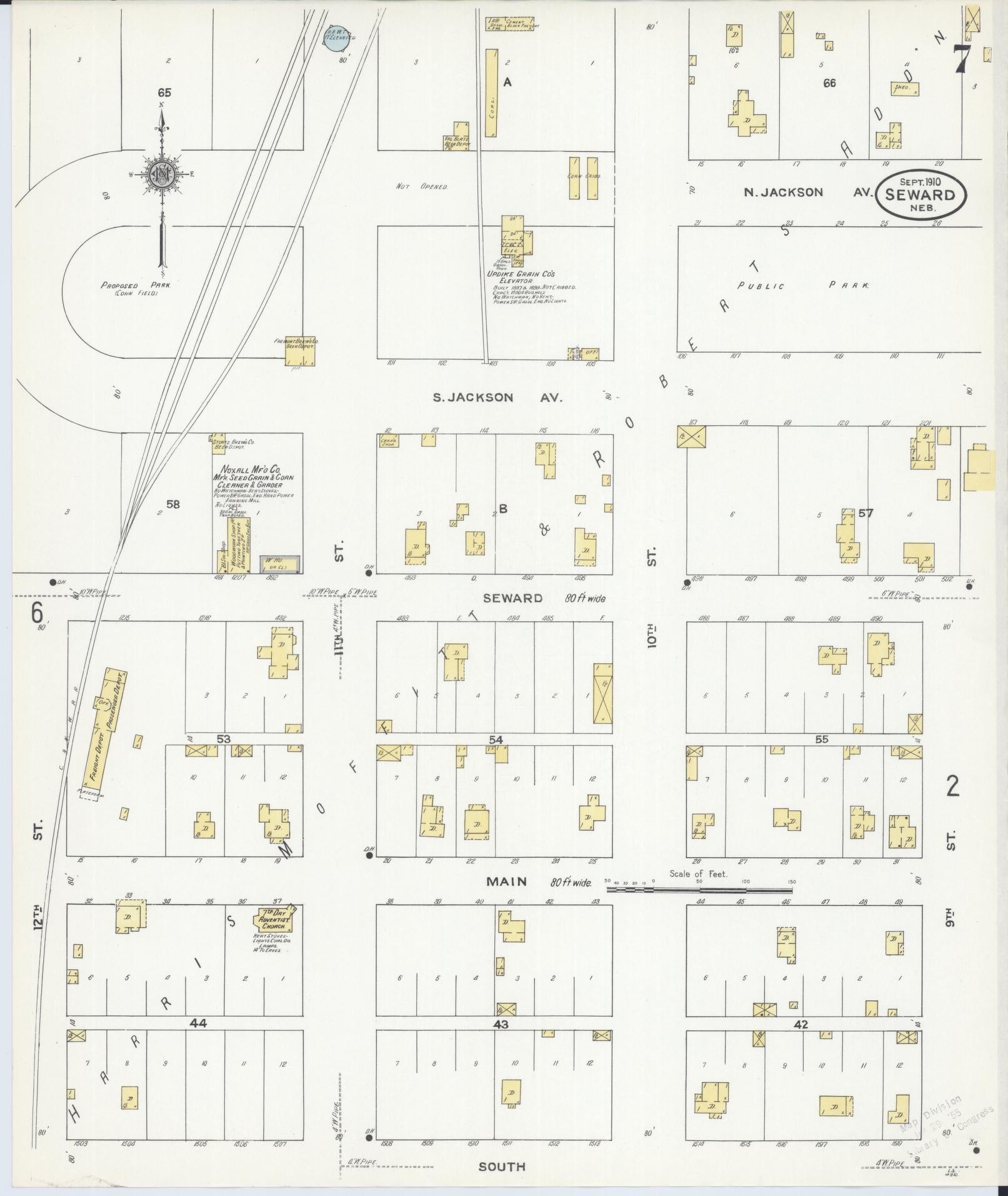 Sanborn Fire Insurance Map from Seward, Seward County, Nebraska (1910), Sheet #0007 - Complete Map Set gallery image, historic Sanborn map, vintage wall art, Nebraska Nebraska