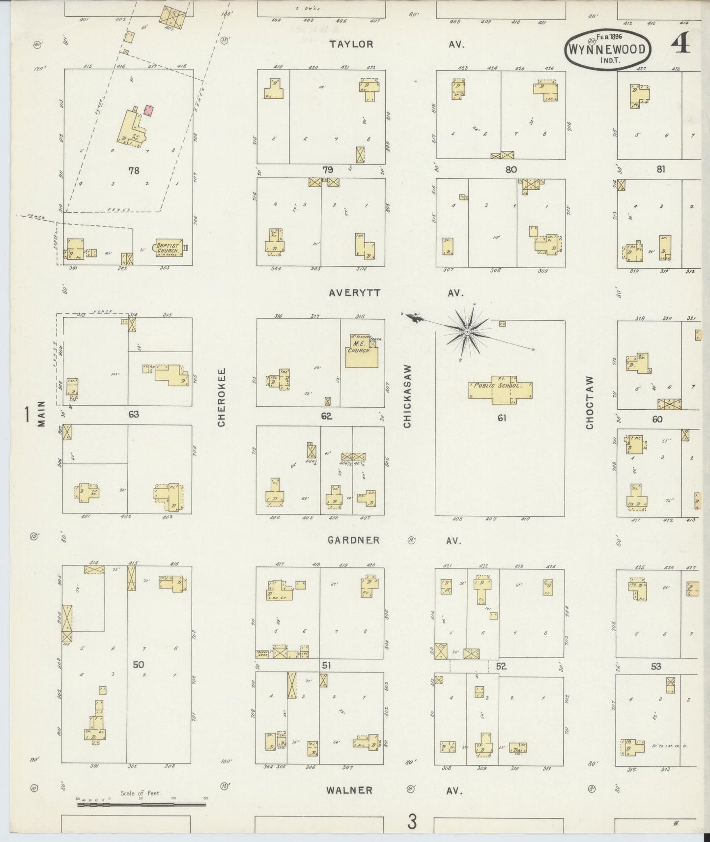 Sanborn Fire Insurance Map from Wynnewood, Garvin County, Oklahoma (1896), Sheet #0004 - Historic Sanborn Fire Insurance Map Print, vintage old map wall art, antique decor, genealogy gift, Oklahoma Oklahoma map