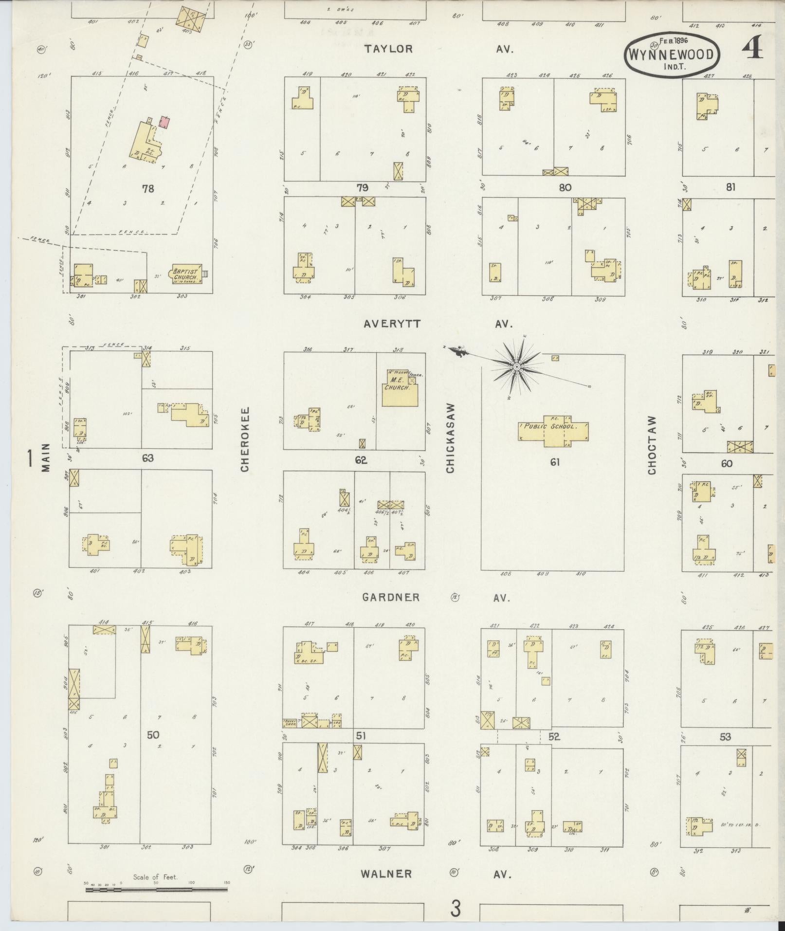 Sanborn Fire Insurance Map from Wynnewood, Garvin County, Oklahoma (1896), Sheet #0004 - Historic Sanborn Fire Insurance Map Print, vintage old map wall art, antique decor, genealogy gift, Oklahoma Oklahoma map