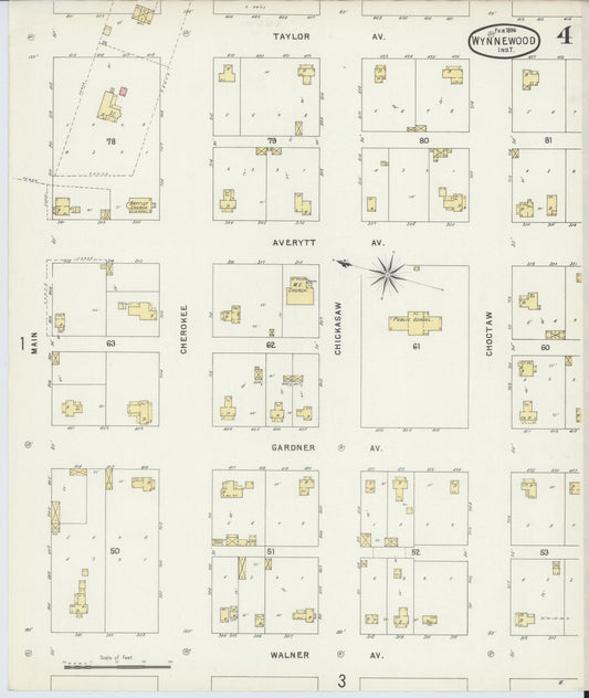 Sanborn Fire Insurance Map from Wynnewood, Garvin County, Oklahoma (1896), Sheet #0004 - Historic Sanborn Fire Insurance Map Print, vintage old map wall art, antique decor, genealogy gift, Oklahoma Oklahoma map