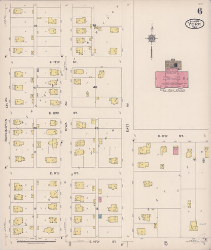 Sanborn Fire Insurance Map from York, York County, Nebraska (1922), Sheet #0006 - Complete Map Set gallery image, historic Sanborn map, vintage wall art, Nebraska Nebraska