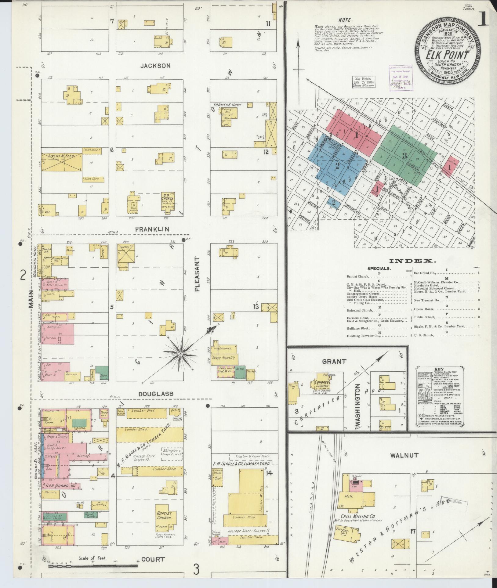 Sanborn Fire Insurance Map from Elk Point, Union County, South Dakota (1903), Sheet #0001 - Historic Sanborn Fire Insurance Map Print, vintage old map wall art, antique decor, genealogy gift, South Dakota South Dakota map