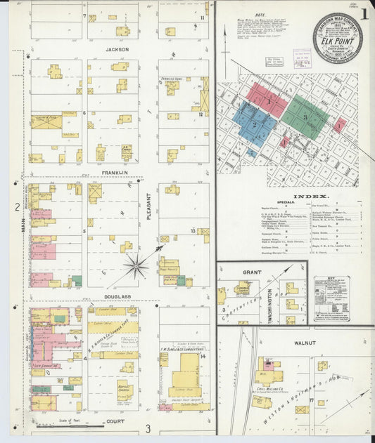 Sanborn Fire Insurance Map from Elk Point, Union County, South Dakota (1903), Sheet #0001 - Historic Sanborn Fire Insurance Map Print, vintage old map wall art, antique decor, genealogy gift, South Dakota South Dakota map