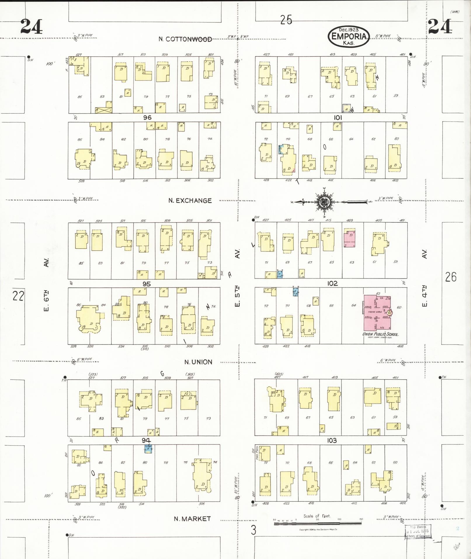 Sanborn Fire Insurance Map from Emporia, Lyon County, Kansas (1923), Sheet #0024 - Complete Map Set gallery image, historic Sanborn map, vintage wall art, Kansas Kansas