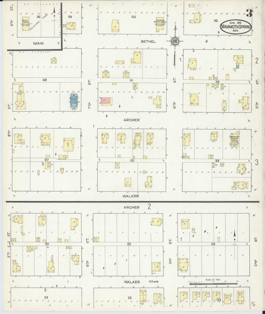 Sanborn Fire Insurance Map from Mammoth Spring, Fulton County, Arkansas (1914), Sheet #0003 - Historic Sanborn Fire Insurance Map Print, vintage old map wall art, antique decor, genealogy gift, Arkansas Arkansas map