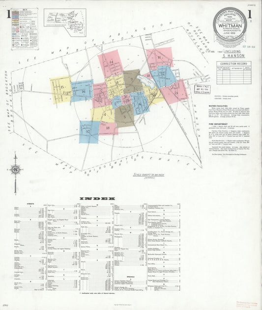 Sanborn Fire Insurance Map from Whitman, Plymouth County, Massachusetts (1939), Sheet #0001 - Complete Map Set gallery image, historic Sanborn map, vintage wall art, Massachusetts Massachusetts