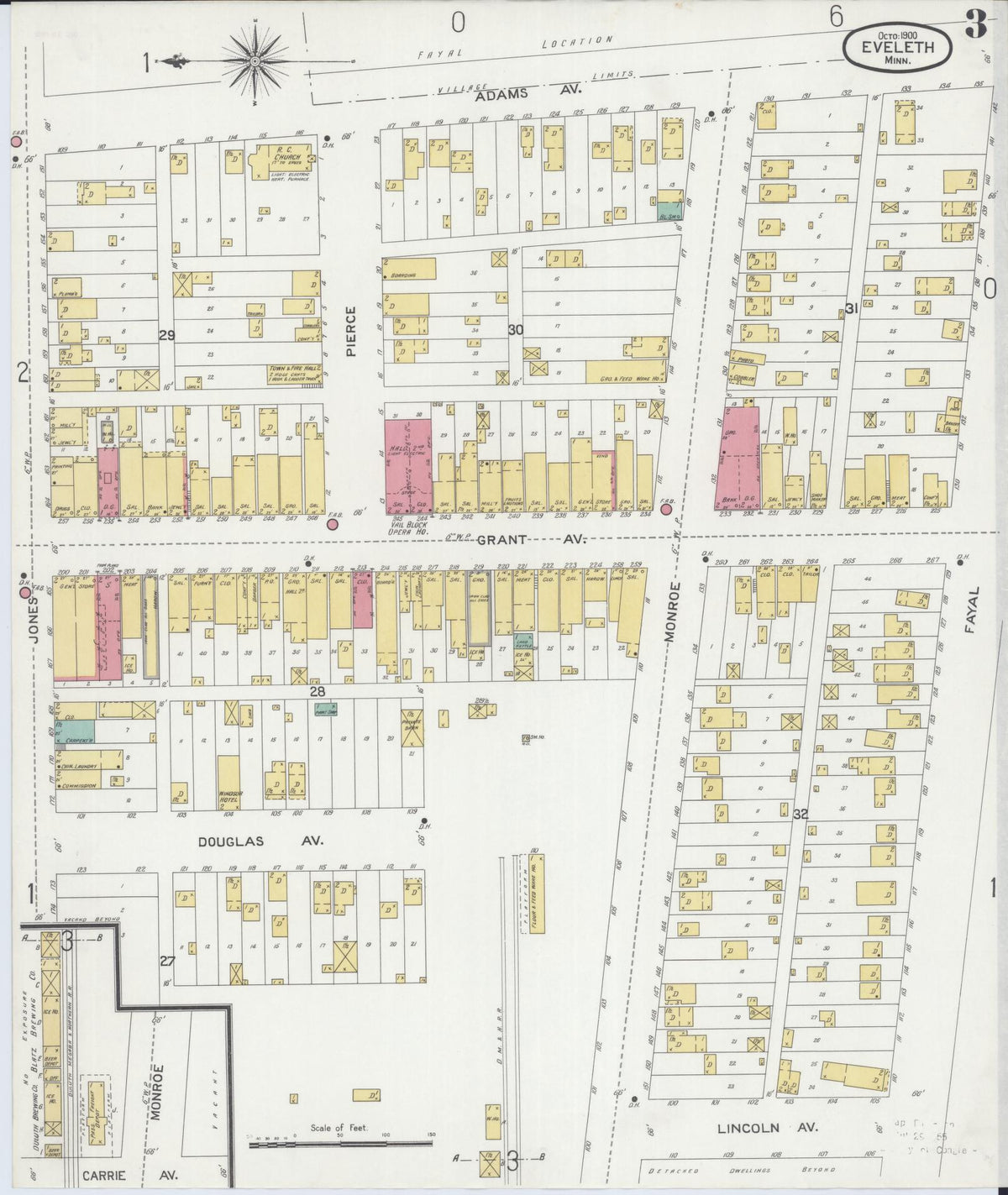 Sanborn Fire Insurance Map from Eveleth, Saint Louis County, Minnesota (1900), Sheet #0003 - Historic Sanborn Fire Insurance Map Print, vintage old map wall art, antique decor, genealogy gift, Minnesota Minnesota map