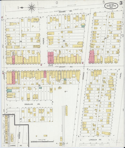 Sanborn Fire Insurance Map from Eveleth, Saint Louis County, Minnesota (1900), Sheet #0003 - Historic Sanborn Fire Insurance Map Print, vintage old map wall art, antique decor, genealogy gift, Minnesota Minnesota map