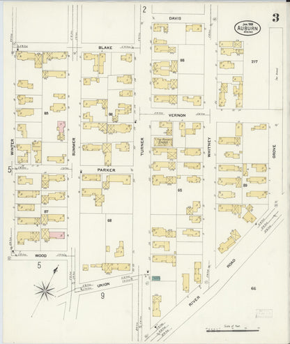 Sanborn Fire Insurance Map from Auburn, Androscoggin County, Maine (1908), Sheet #0003 - Complete Map Set gallery image, historic Sanborn map, vintage wall art, Maine Maine