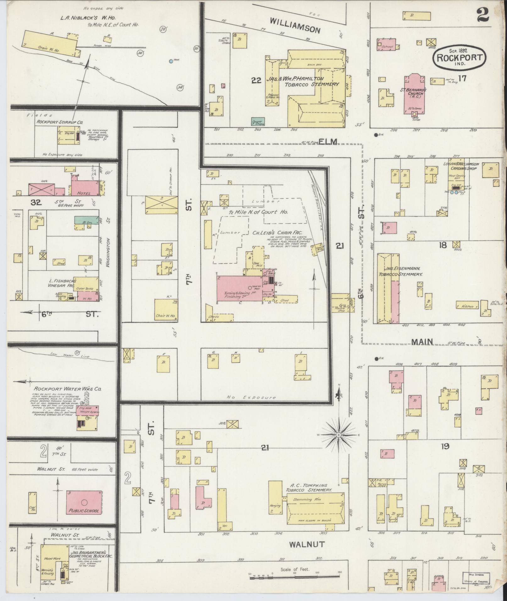 Sanborn Fire Insurance Map from Rockport, Spencer County, Indiana (1892), Sheet #0002 - Complete Map Set gallery image, historic Sanborn map, vintage wall art, Indiana Indiana