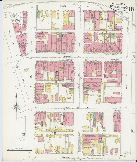 Sanborn Fire Insurance Map from Rock Island, Rock Island County, Illinois (1898), Sheet #0016 - Historic Sanborn Fire Insurance Map Print, vintage old map wall art, antique decor, genealogy gift, Illinois Illinois map