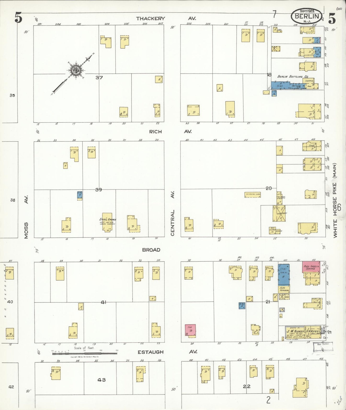 Sanborn Fire Insurance Map from Berlin, Camden County, New Jersey (1923), Sheet #0005 - Complete Map Set gallery image, historic Sanborn map, vintage wall art, New Jersey New Jersey