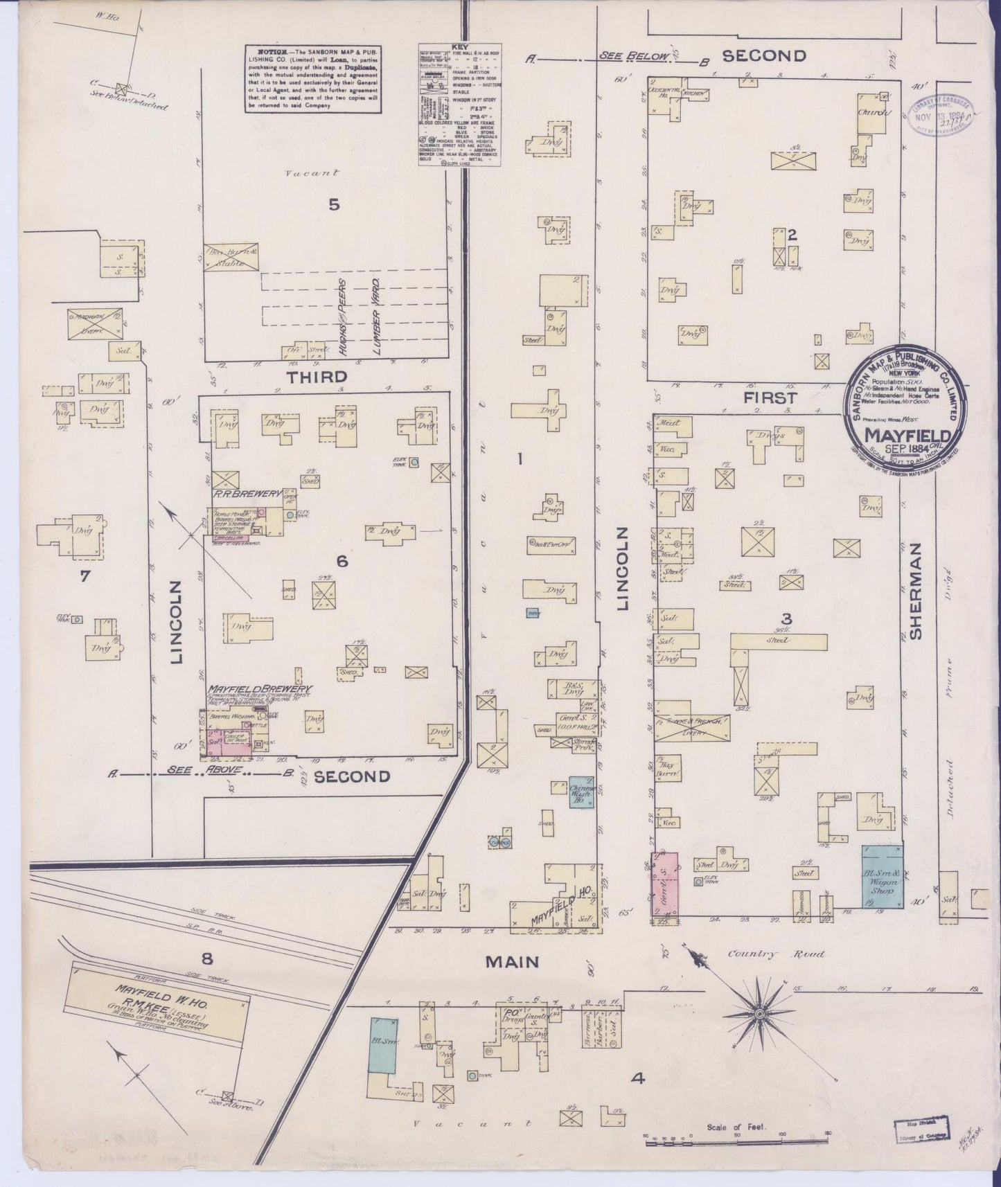 Sanborn Fire Insurance Map from Mayfield, Santa Clara County, California (1884), Sheet #0001 - Historic Sanborn Fire Insurance Map Print, vintage old map wall art, antique decor, genealogy gift, California California map