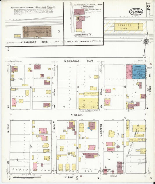 Sanborn Fire Insurance Map from Deming, Luna County, New Mexico (1921), Sheet #0002 - Historic Sanborn Fire Insurance Map Print, vintage old map wall art, antique decor, genealogy gift, New Mexico New Mexico map